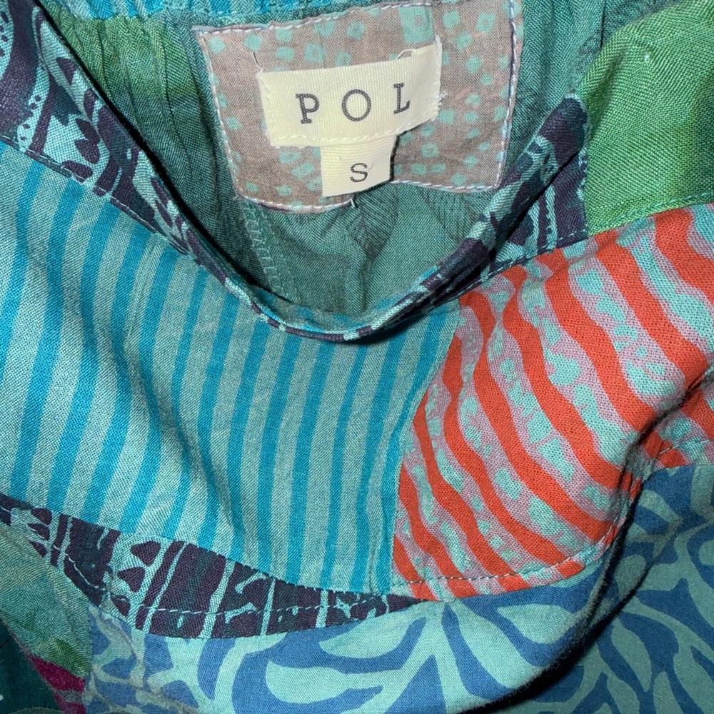 POL Premiere Women’s Teal Patchwork Wide Leg Pants with Accent Panels - Picture 6 of 7